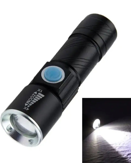 Cree Q5 LED Ficklampa med Zoom – 3 Ljuslägen och 180LM – Kompakt 18650-modell