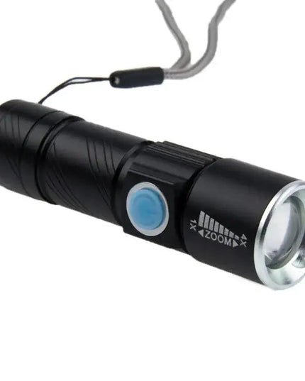 Cree Q5 LED Ficklampa med Zoom – 3 Ljuslägen och 180LM – Kompakt 18650-modell