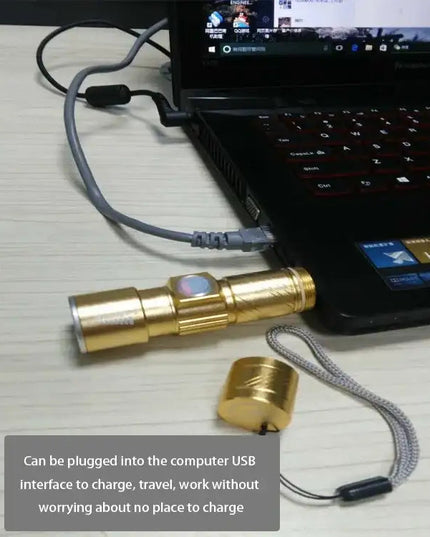 Cree Q5 LED Ficklampa med Zoom – 3 Ljuslägen och 180LM – Kompakt 18650-modell