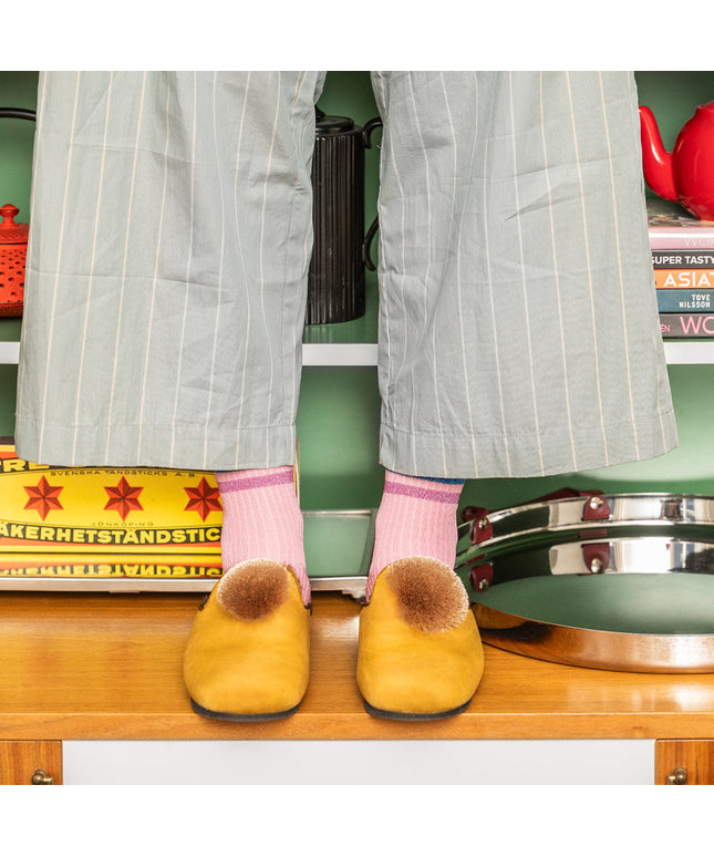 Pompom Tassle Brown Slippers