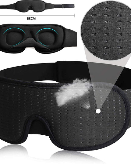Sovmask 3D ventilerad, ljusblockande och justerbar