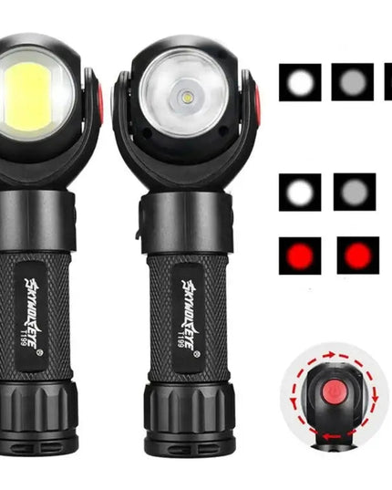 SKYWOLFEYE 360° Roterbar USB-Uppladdningsbar LED Ficklampa med Magnet och COB-arbetsljus