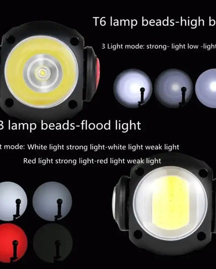 SKYWOLFEYE 360° Roterbar USB-Uppladdningsbar LED Ficklampa med Magnet och COB-arbetsljus
