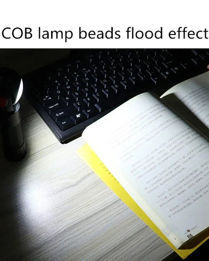 SKYWOLFEYE 360° Roterbar USB-Uppladdningsbar LED Ficklampa med Magnet och COB-arbetsljus