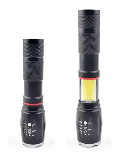 Teleskopisk stark LED-ficklampa med zoom, starkt ljus och magnet – uppladdningsbar