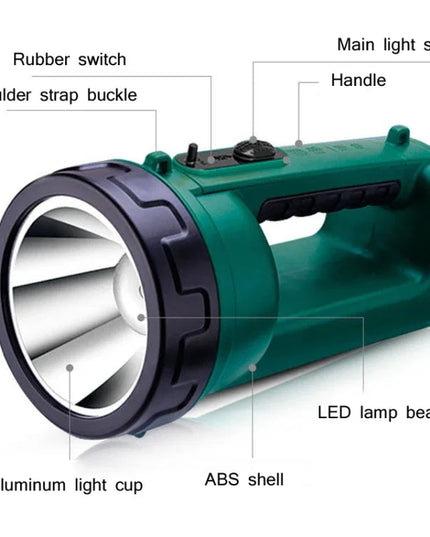 Kraftfull LED Ficklampa med Handtag – 1500mAh, 2W, Lång Räckvidd & Uppladdningsbar
