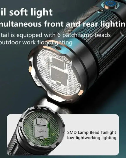 X3 LED Ficklampa med Zoom, RGB-ljus och Powerbank-funktion – 1100lm