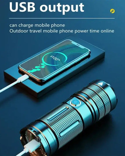 X3 LED Ficklampa med Zoom, RGB-ljus och Powerbank-funktion – 1100lm