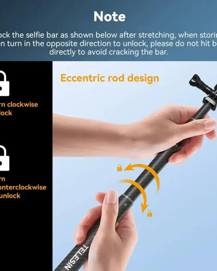 TELESIN 1.2 m Kolfiber Selfie Stick / Monopod med 1/4”-Gänga