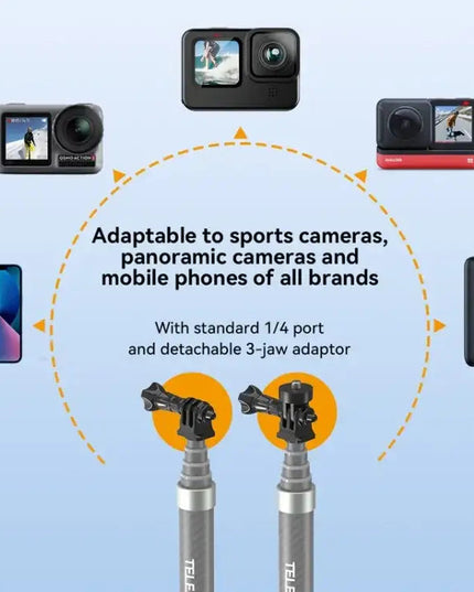 TELESIN 1.2 m Kolfiber Selfie Stick / Monopod med 1/4”-Gänga