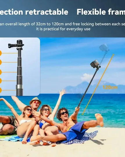 TELESIN 1.2 m Kolfiber Selfie Stick / Monopod med 1/4”-Gänga