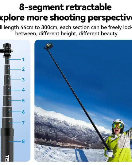 TELESIN 3M Kolfiber Selfie Stick Monopod med 1/4"-Gänga