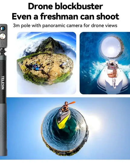 TELESIN 3M Kolfiber Selfie Stick Monopod med 1/4"-Gänga