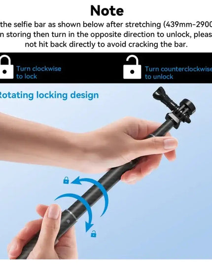 TELESIN 3M Kolfiber Selfie Stick Monopod med 1/4"-Gänga