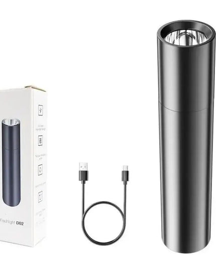 Kraftfull LED-ficklampa med zoom, 1800 mAh batteri och USB-laddning