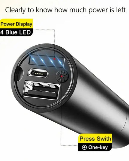 Kraftfull LED-ficklampa med zoom, 1800 mAh batteri och USB-laddning