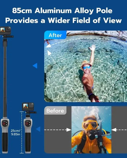 Telesin Selfiepinne Vattentät - 250-850mm med Fjärr till GoPro Hero13/12/11/Mini/10/9/8 Black / Max