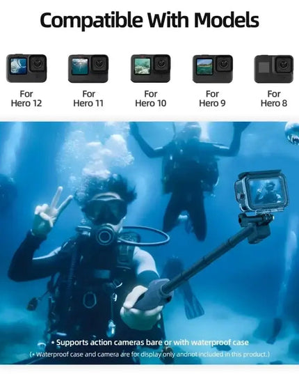 Telesin Selfiepinne Vattentät - 250-850mm med Fjärr till GoPro Hero13/12/11/Mini/10/9/8 Black / Max