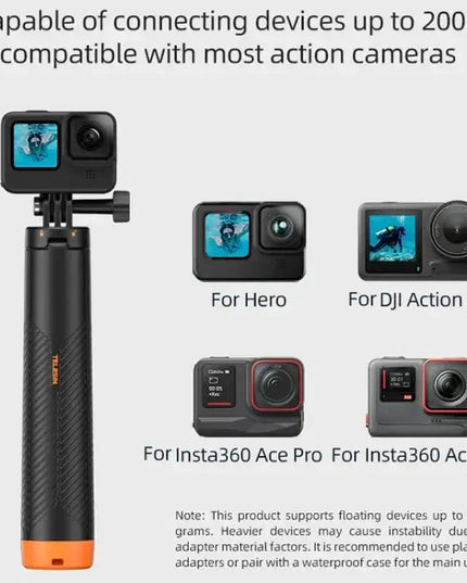 Telesin Flytande Selfiepinne Tripod  220 - 610mm med fäste för GoPro