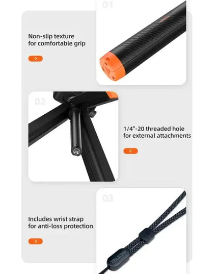 Telesin Flytande Selfiepinne Tripod  220 - 610mm med fäste för GoPro