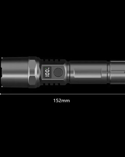 Uppladdningsbar LED ficklampa med zoom och LCD-display – 3000 mAh