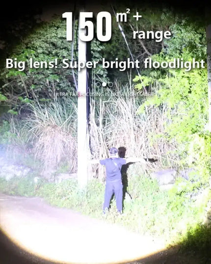 Uppladdningsbar LED ficklampa med zoom och LCD-display – 3000 mAh