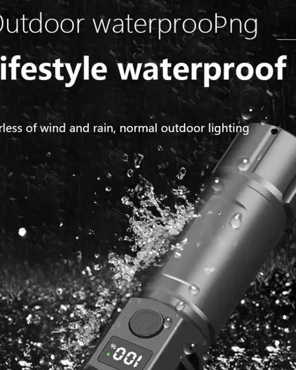 Uppladdningsbar LED ficklampa med zoom och LCD-display – 3000 mAh