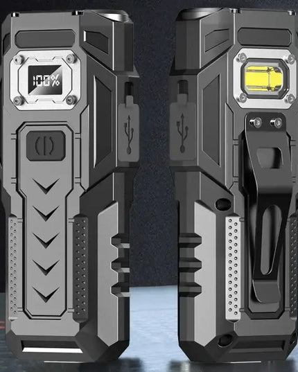 Kraftfull mini nyckellampa med magnet, LCD-display och dubbla ljuslägen