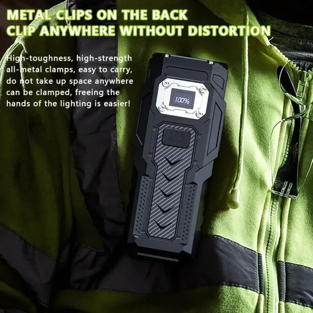 Kraftfull mini nyckellampa med magnet, LCD-display och dubbla ljuslägen