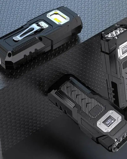 Kraftfull mini nyckellampa med magnet, LCD-display och dubbla ljuslägen