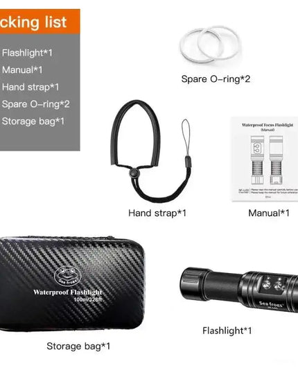 Sea Frogs SF-L03 – Vattentät Dykficklampa för Professionell Användning (1000 lm)