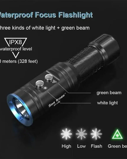 Sea Frogs SF-L03 – Vattentät Dykficklampa för Professionell Användning (1000 lm)