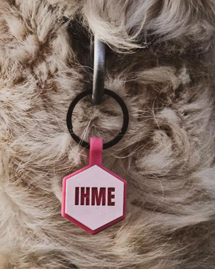 Ljusrosa namnbricka till hund - Typsnitt Anton