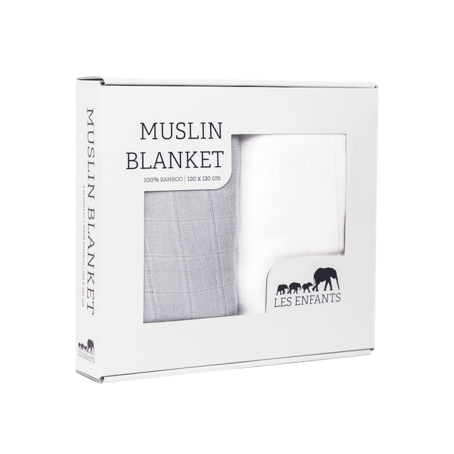 Muslin Blanket Grå / Vit