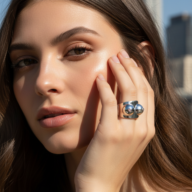 Boobs silver ring