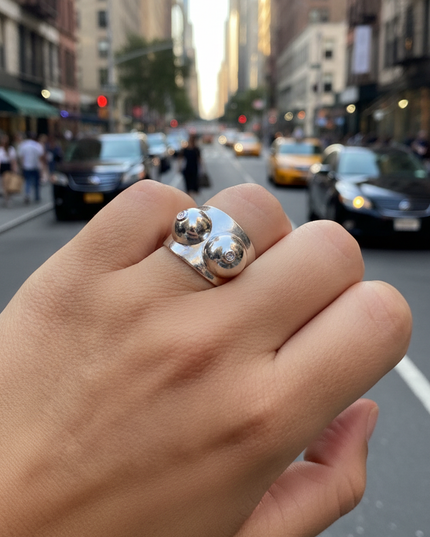 Boobs silver ring