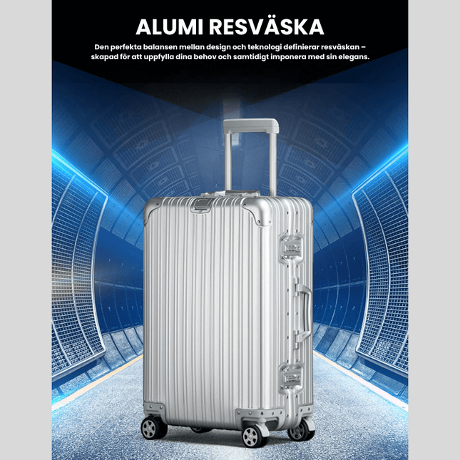 Resväska i aluminium, TSA-lås och 360° hjul