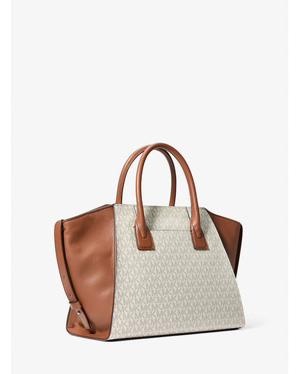 Michael Kors Handväska Avril Fullkornslader Blixtlas Beige